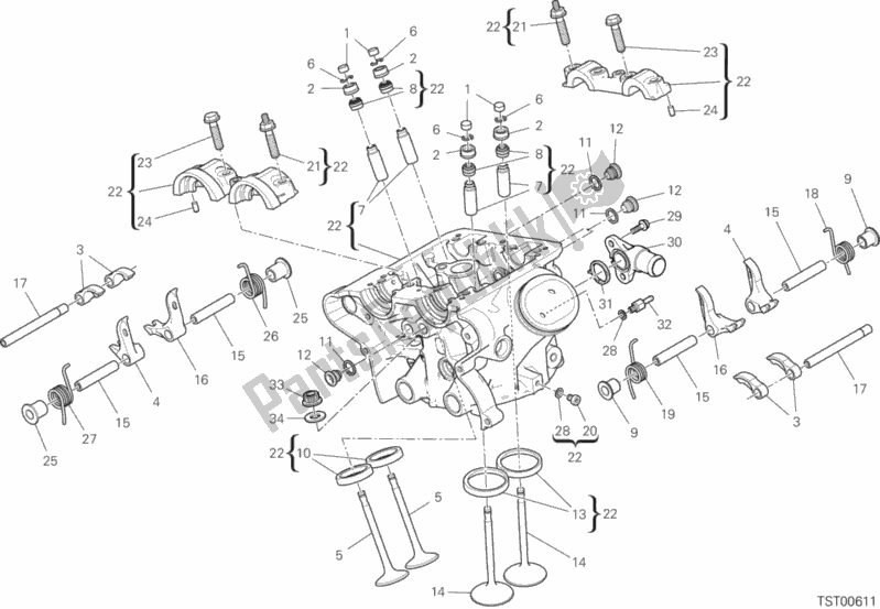 Alle onderdelen voor de Verticale Cilinderkop van de Ducati Multistrada 1260 ABS Thailand 2018